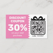 Digitaler Rabattcoupon mit QR-Code Logo rosa Rabattkarte (Vorderseite)