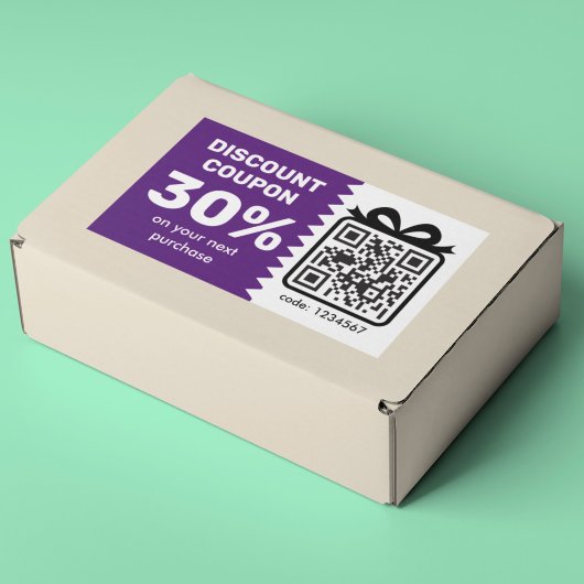 Digitaler Rabattcoupon mit QR-Code und Logo Rechteckiger Aufkleber