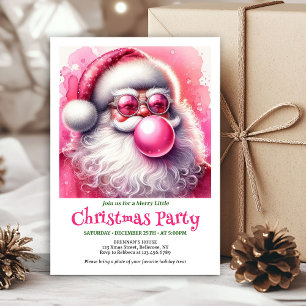 Digitaler Rosa Weihnachtsmann Bubble Gum Lustiger Einladung