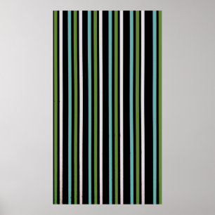Digitaler Schwarz-, Weiß- und Grünstreifen Poster
