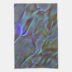 Digitaler Stein in satinfarbenem Blau Geschirrtuch