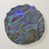 Digitaler Stein in satinfarbenem Blau Rundes Kissen (Rückseite)