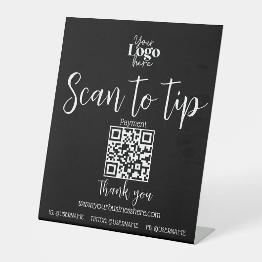 Digitaler Tipp, Scan zur Bezahlung des QR-Codes fü Sockelschild (Vorderseite)