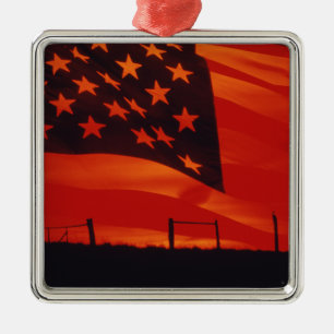 Digitaler Verbund der amerikanischen Flagge Silbernes Ornament