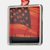 Digitaler Verbund der amerikanischen Flagge Silbernes Ornament (Links)