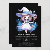 Digitaler verzauberter Zauberer zum Geburtstag Einladung (Vorne/Hinten)