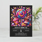 Digitaler Whimsical Candyland Digital Geburtstag Einladung (Stehend Vorderseite)