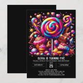 Digitaler Whimsical Candyland Digital Geburtstag Einladung (Vorne/Hinten)