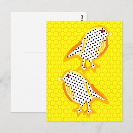 Digitales Bild "Gelbe Vögel" Postkarte (Vorne/Hinten)