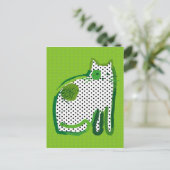 Digitales Bild "grüne Katze" Postkarte (Stehend Vorderseite)