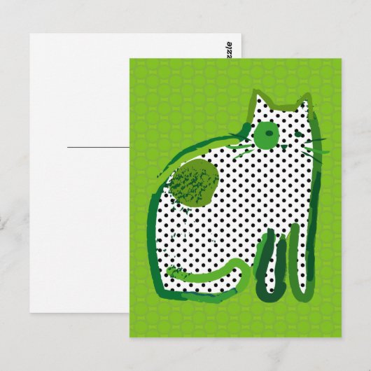 Digitales Bild "grüne Katze" Postkarte (Vorne/Hinten)