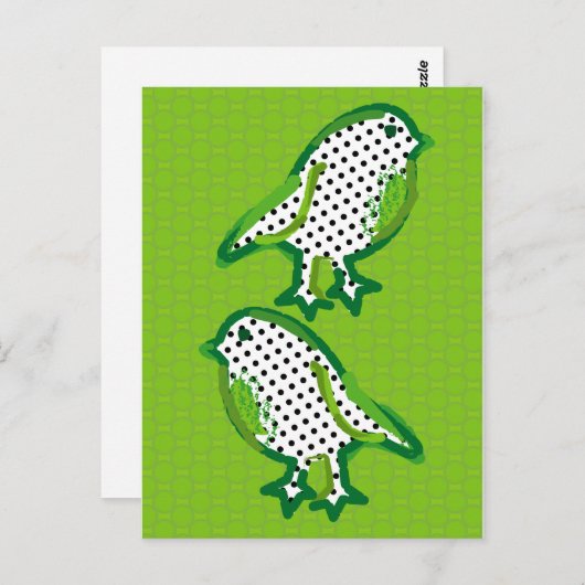 Digitales Bild "Grüne Vögel" Postkarte (Vorne/Hinten)