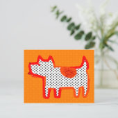 Digitales Bild "Orangenhund" Postkarte (Stehend Vorderseite)