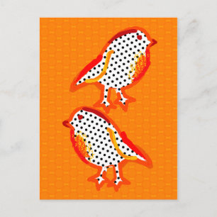 Digitales Bild "Orangenvögel" Postkarte