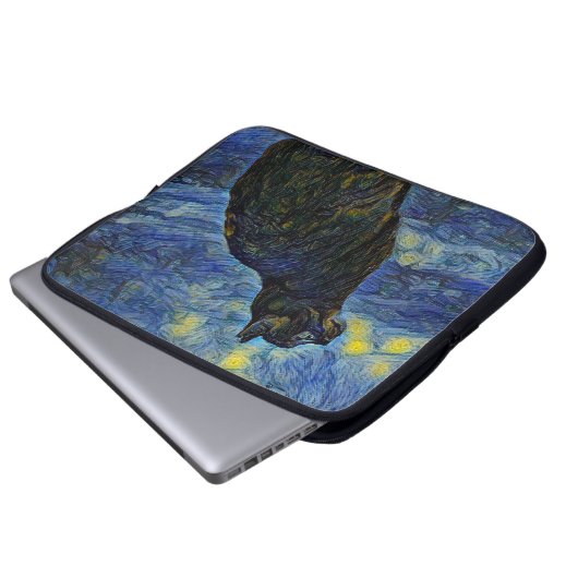 Digitales Bild Shambhala Katze in Vincent Van Gogh Laptopschutzhülle (Vorne Knopf)