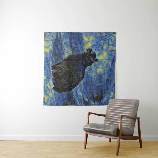 Digitales Bild Shambhala Katze in Vincent Van Gogh Wandteppich (Beispiel (Horizontal))