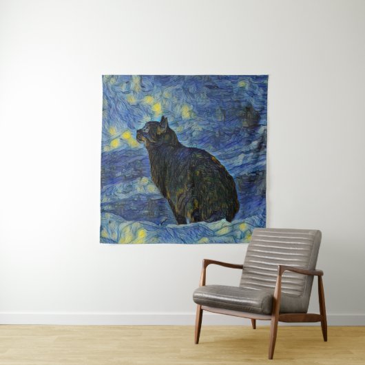 Digitales Bild Shambhala Katze in Vincent Van Gogh Wandteppich (Beispiel)