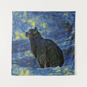 Digitales Bild Shambhala Katze in Vincent Van Gogh Wandteppich