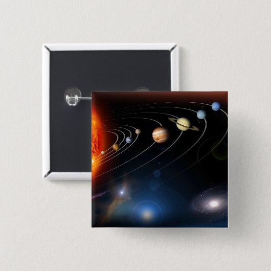 Digitales Bild unseres Sonnensystems Button (Vorne & Hinten)