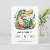 Digitales Bohemisches Krokodil Geburtstag Einladung (Stehend Vorderseite)