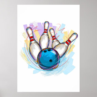 Digitales Bowling-Design Poster