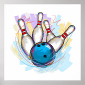 Digitales Bowling-Design Poster (Vorne)