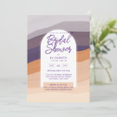 DIGITALES Brautparty Lila Orange einladen Einladung (Stehend Vorderseite)