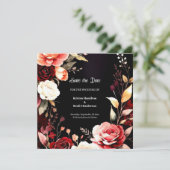 Digitales Burgund Bohemisch Save The Date (Stehend Vorderseite)