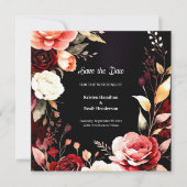 Digitales Burgund Bohemisch Save The Date (Vorderseite)