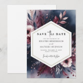 Digitales Burgund verzaubert Save The Date (Vorne/Hinten)