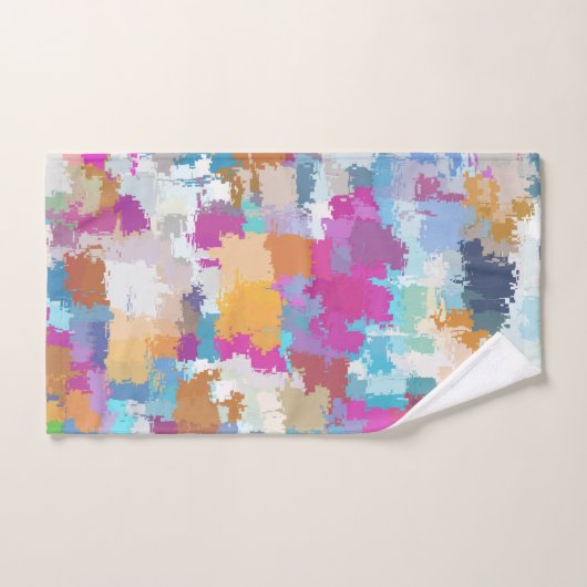 Digitales Camouflage Blau-Gelb-Rosa-Muster Handtuch (Handtuch)