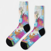Digitales Camouflage Blau-Gelb-Rosa-Muster Socken (Linkes Detail)