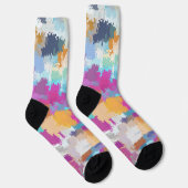 Digitales Camouflage Blau-Gelb-Rosa-Muster Socken (Rechts)