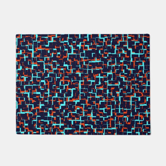 Digitales Camouflage Blau- und Orangefarbenes Must Fußmatte (Vorderseite)
