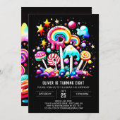 Digitales Candyland Dreamland Geburtstag Einladung (Vorne/Hinten)