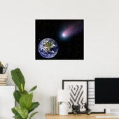 Digitales Composite eines Kometen, der sich in Ric Poster (Heimbüro)