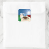 Digitales Flag-Rippling in Mexiko Quadratischer Aufkleber (Tasche)