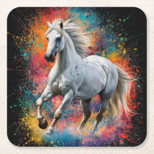 Digitales Gemälde eines schönen Stalons, der läuft Rechteckiger Pappuntersetzer