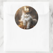 Digitales Gemälde lustiger Katze Runder Aufkleber (Tasche)