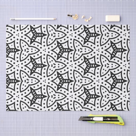 Digitales Grafikdesign in Schwarz und Weiß Seidenpapier (Handwerk)