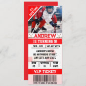 Digitales Hockey Ticket Geburtstag mit Foto Einladung (Vorne/Hinten)