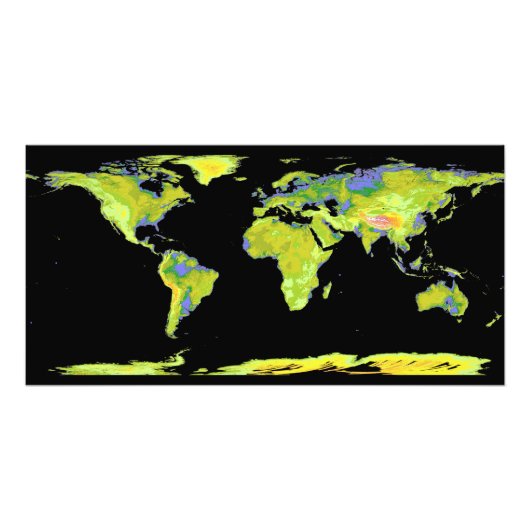Digitales Höhenmodell der Kontinente auf Ea Fotodruck (Vorne)
