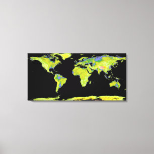 Digitales Höhenmodell der Kontinente auf Ea Leinwanddruck