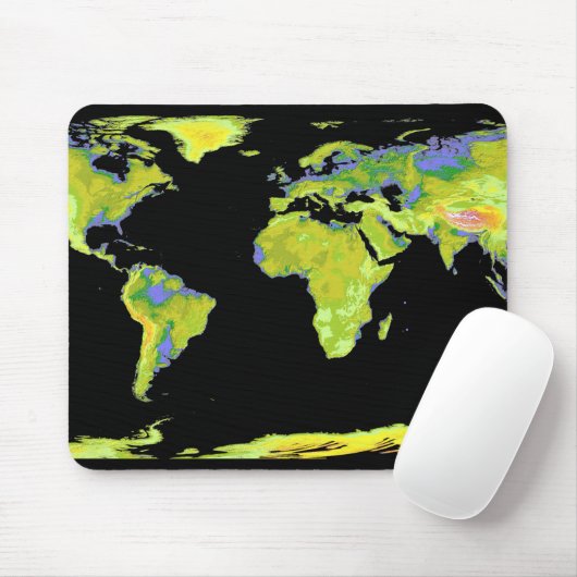 Digitales Höhenmodell der Kontinente auf Ea Mousepad (Mit Mouse)