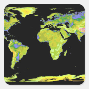 Digitales Höhenmodell der Kontinente auf Ea Quadratischer Aufkleber