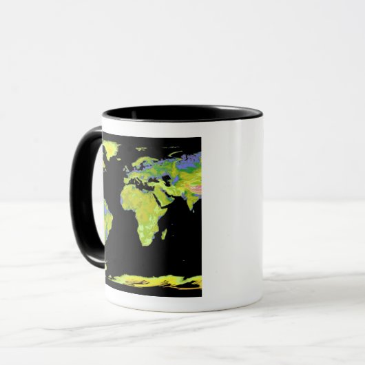 Digitales Höhenmodell der Kontinente auf Ea Tasse (Vorderseite Links)