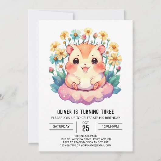 Digitales KinderHamster zum Geburtstag Einladung (Vorderseite)