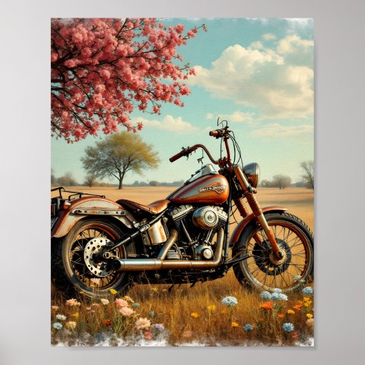 Digitales klassisches Motorrad Poster (Vorne)