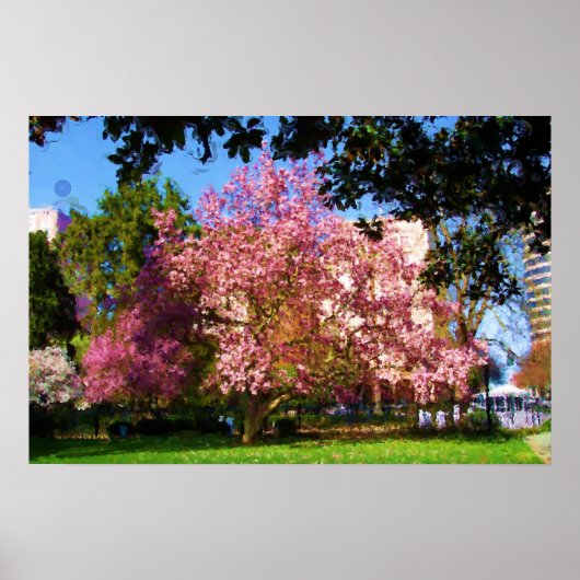 Digitales Kunstgemälde eines Magnolienbaums Poster (Vorne)