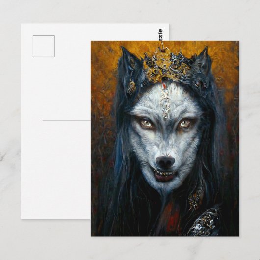 Digitales Kunstportrait eines Werwolfs Postkarte (Vorne/Hinten)